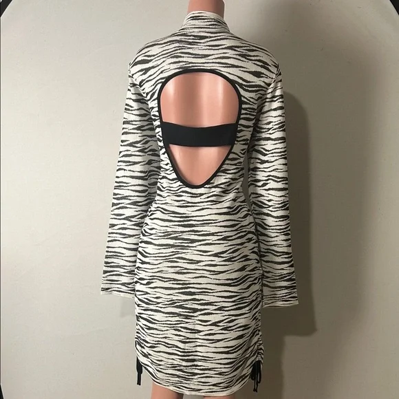 Bold Elements Sweater Dress Womens Black White Zebra Print Long Sleeve Sz XXL - Picture 9 of 14